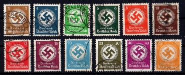 Michel Nr. 132 - 143, Dienstmarken für Behörden gestempelt.